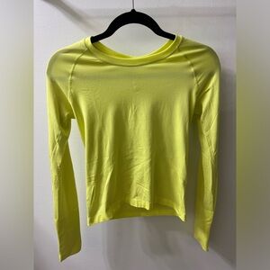 Lululemon Neon Yellow Long Sleeve Swiftly Tech Waist Length Size 6